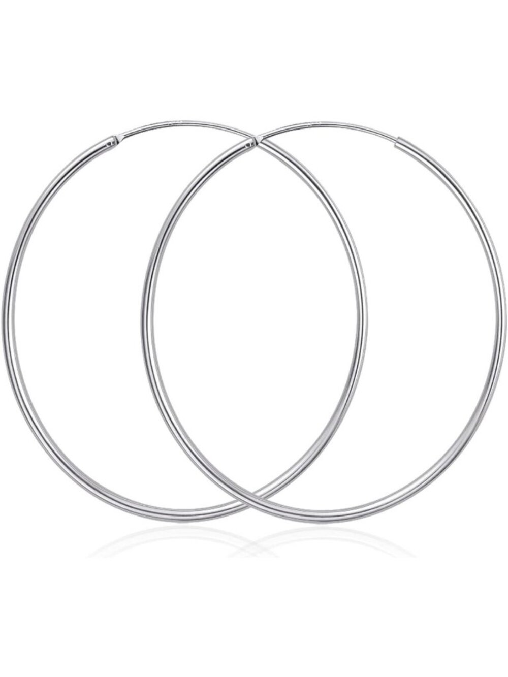 Sterling Silver Polished Hoop Earrings - Endless Round Circle in Multiple Sizes